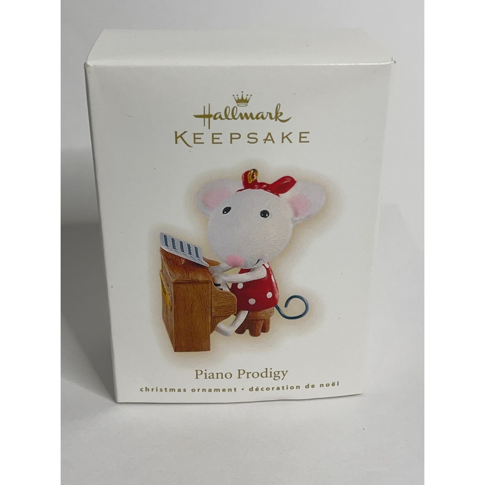 2009 Hallmark Keepsake Ornament Christmas Mouse Piano Prodigy‎ White QXG6792